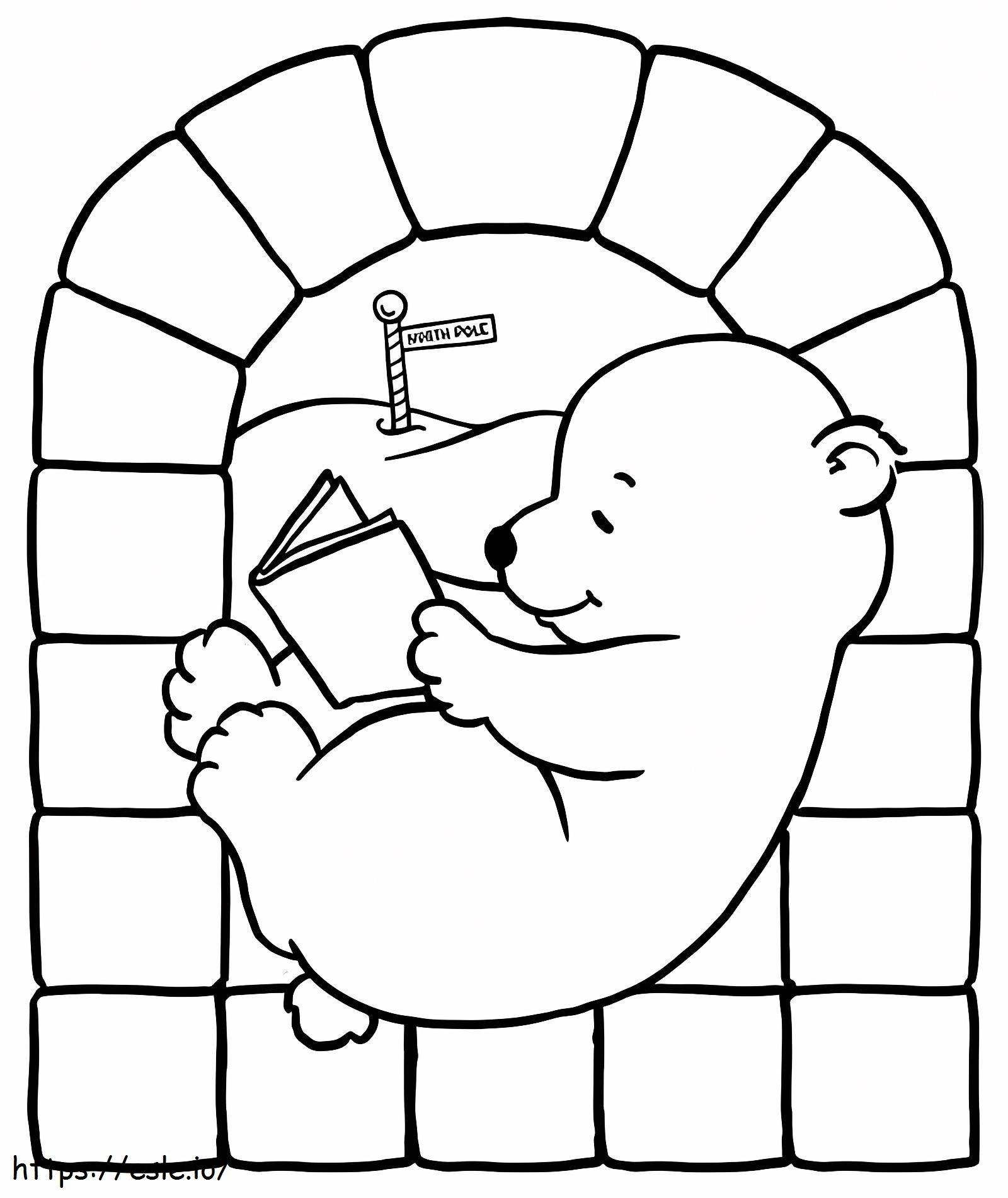 Livro de leitura do urso de gelo bebê para colorir
