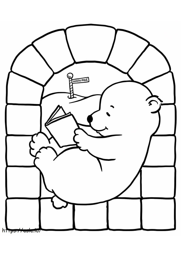 Coloriage Livre de lecture pour bébé ours de glace à imprimer dessin