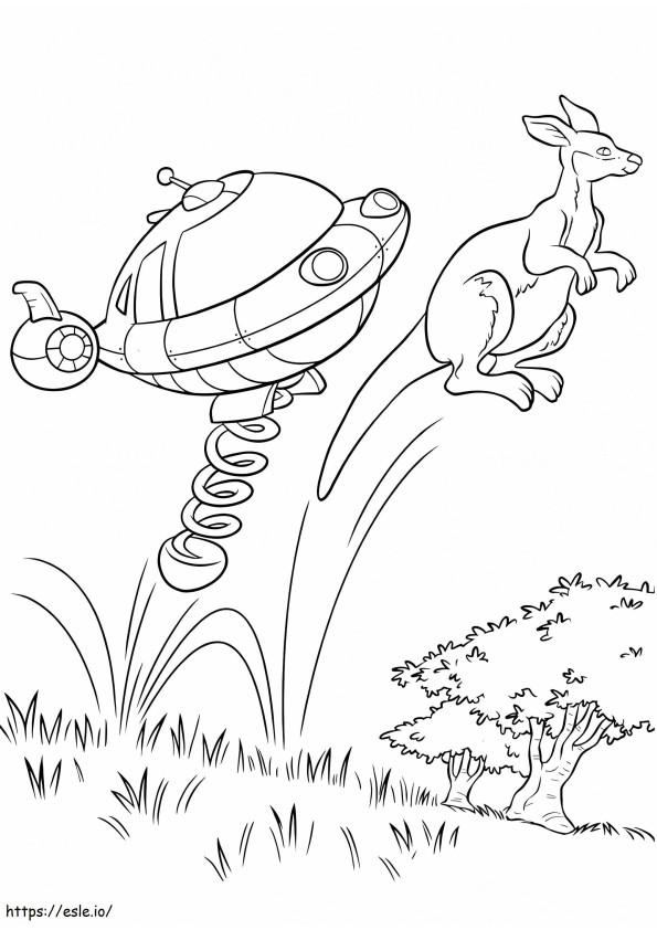 1536137073 Rocket And Kangaroo A4 coloring page