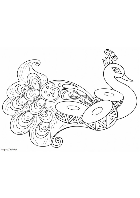 Rangoli With Peacock coloring page