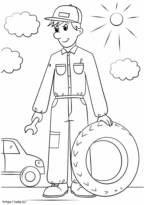 Car Mechanic coloring page
