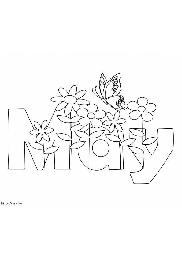 May Butterfly And Flower coloring page