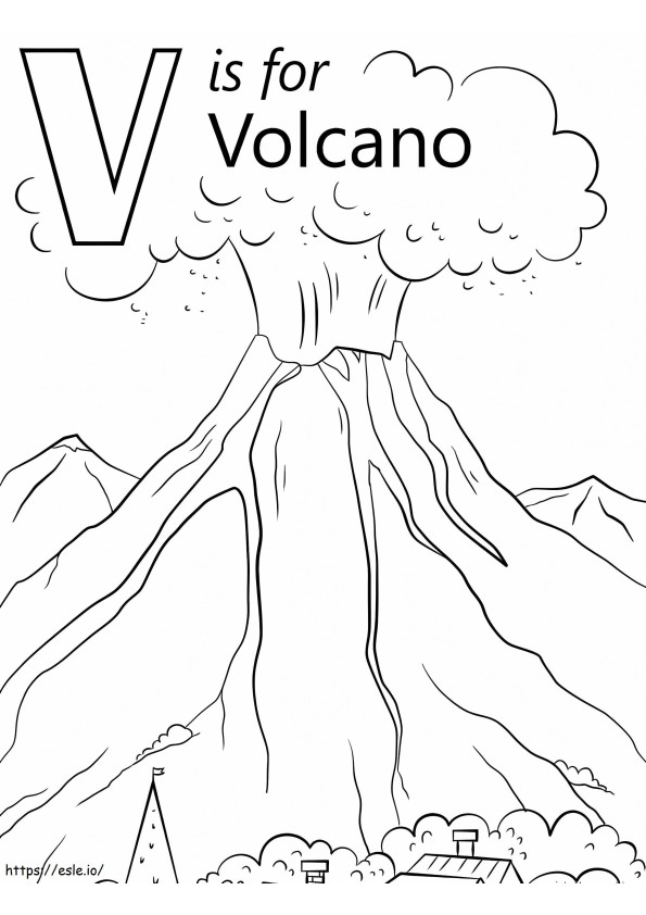 Vulkaan Letter V kleurplaat