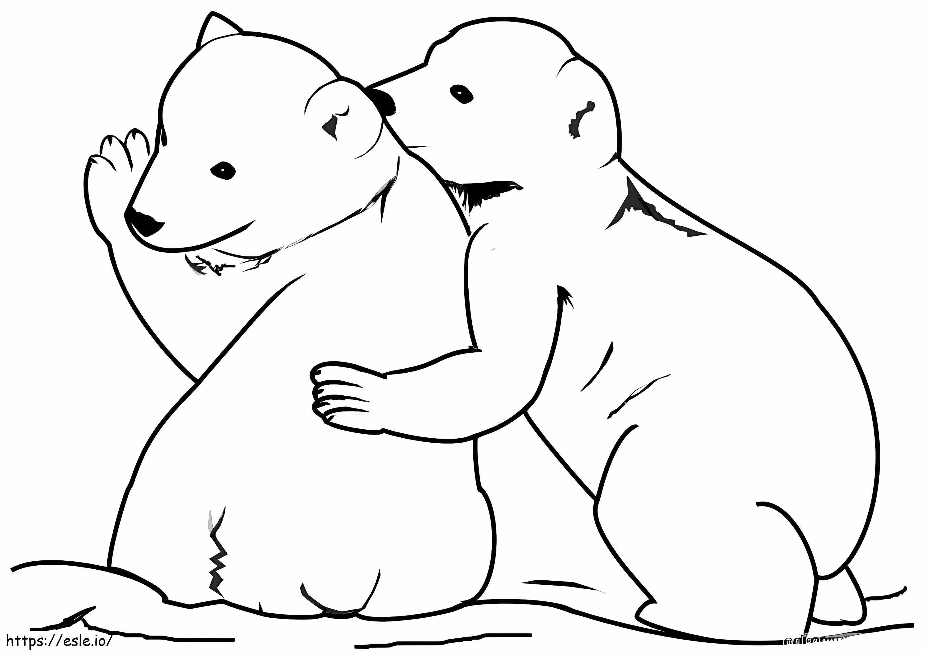 Kaksi jääkarhua värityskuva
