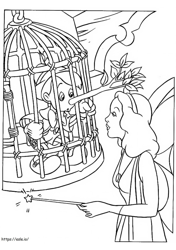 Coloriage Pinocchio dans la cage à imprimer dessin