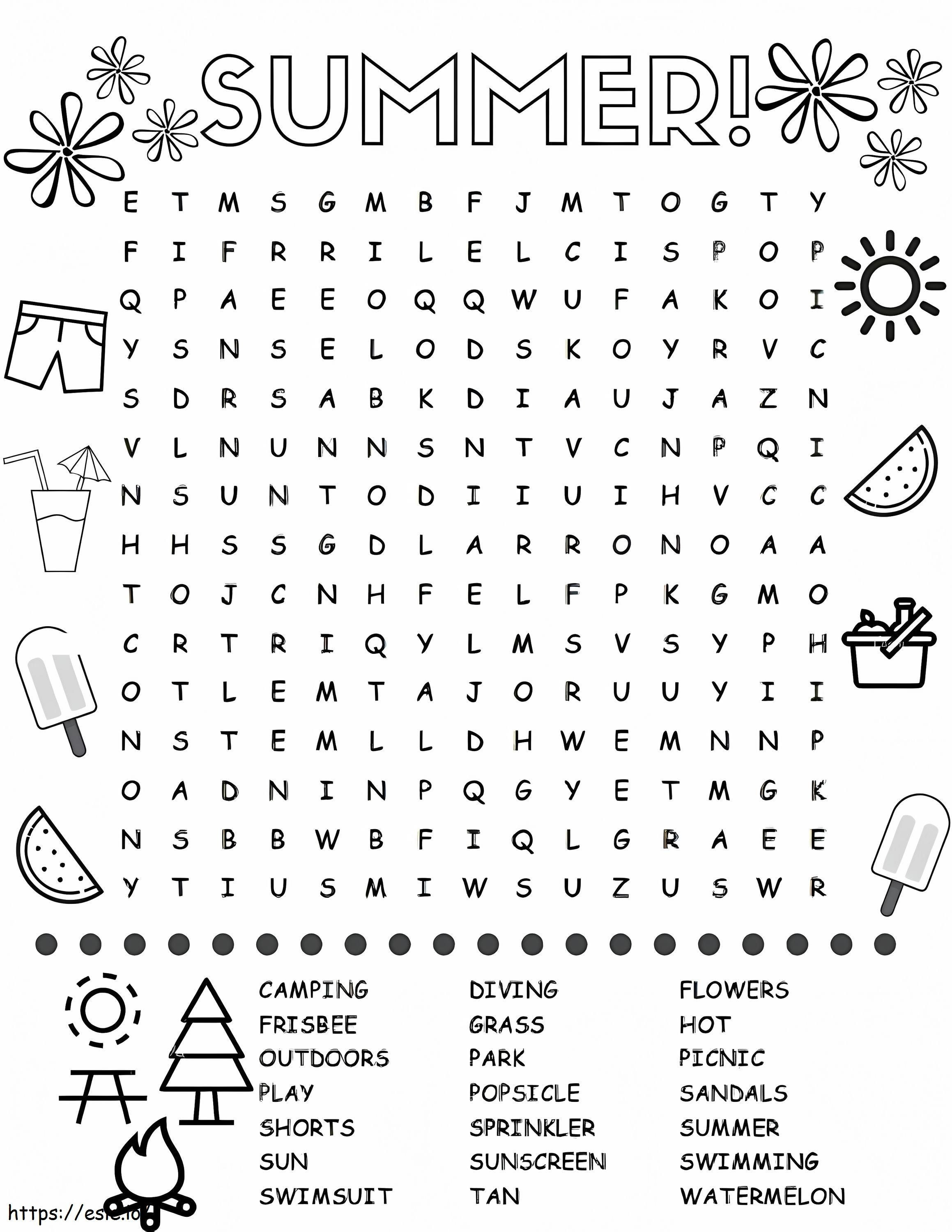 Summer Word Search Puzzle coloring page