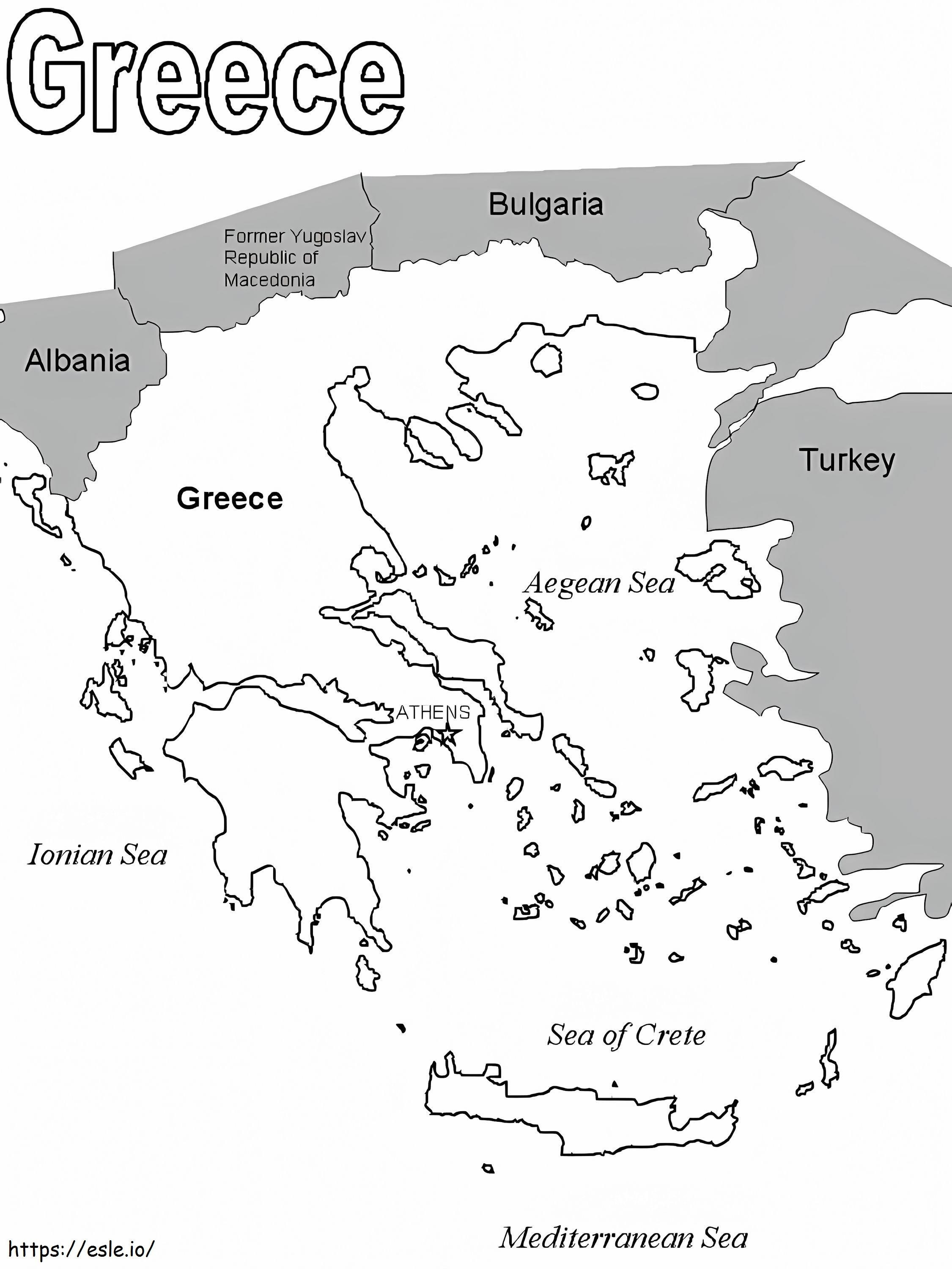 Karte von Griechenland 2 ausmalbilder