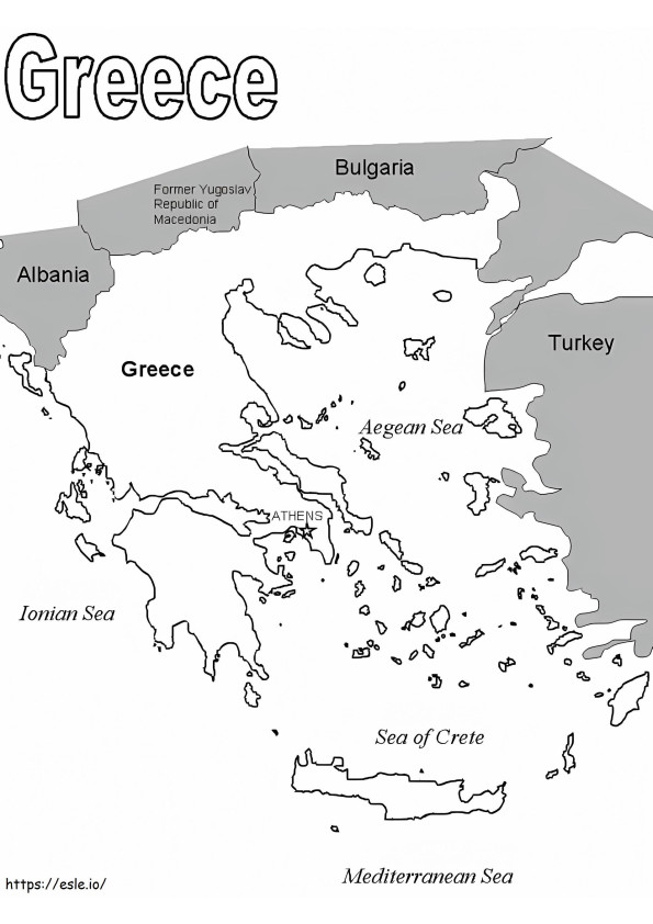Mapa da Grécia 2 para colorir