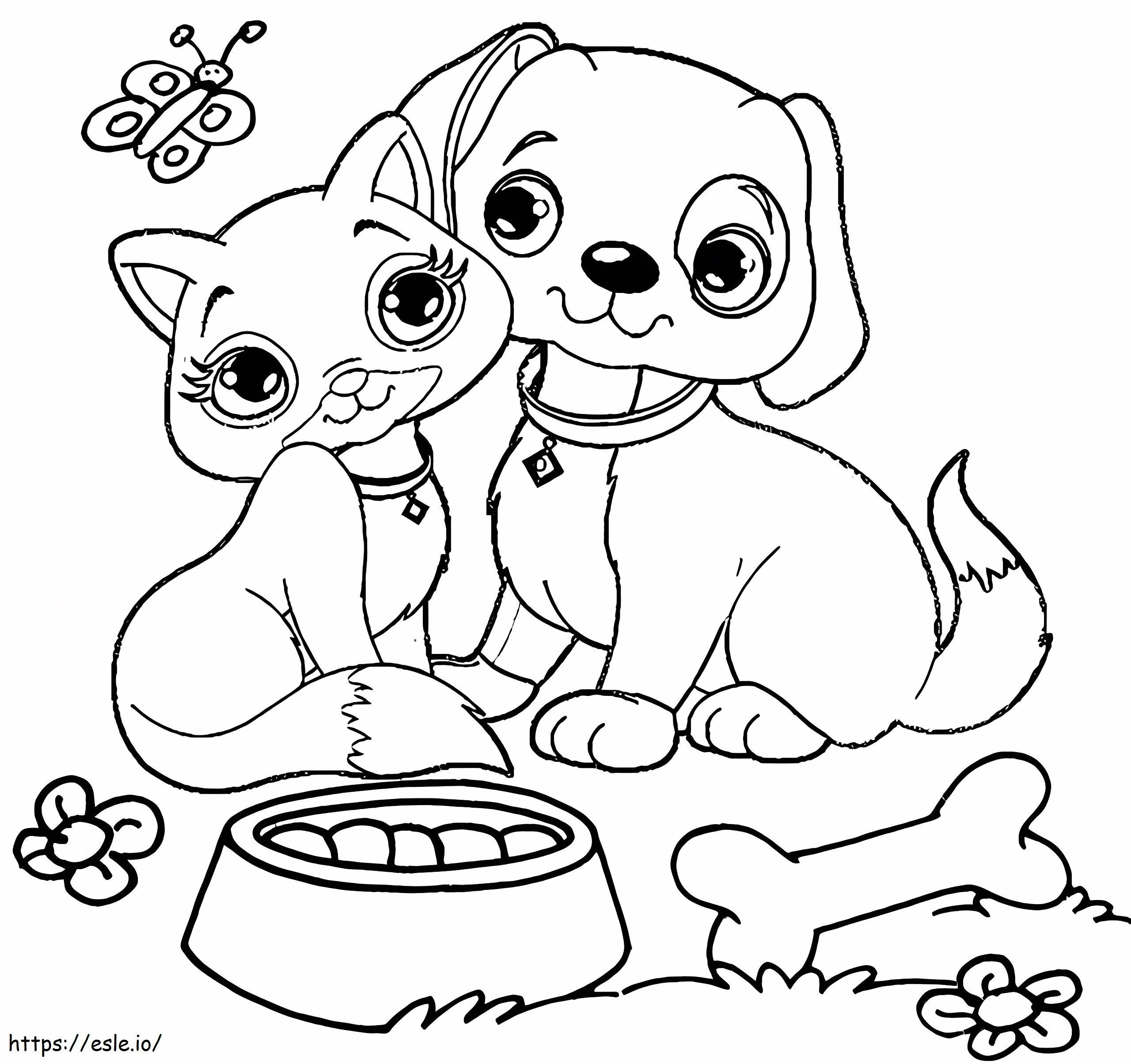 Cão e gato grátis para colorir