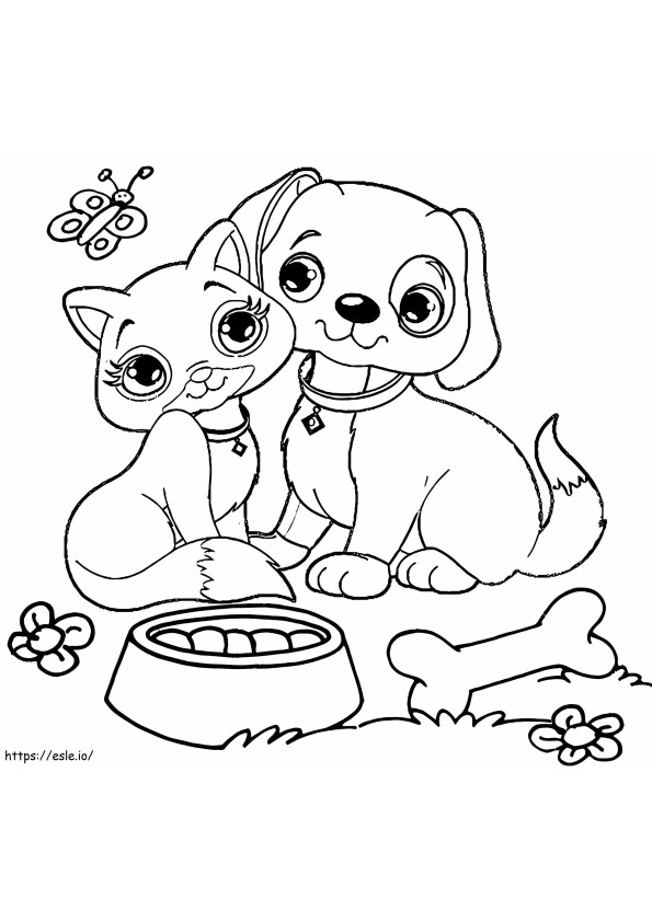 Cão e gato grátis para colorir