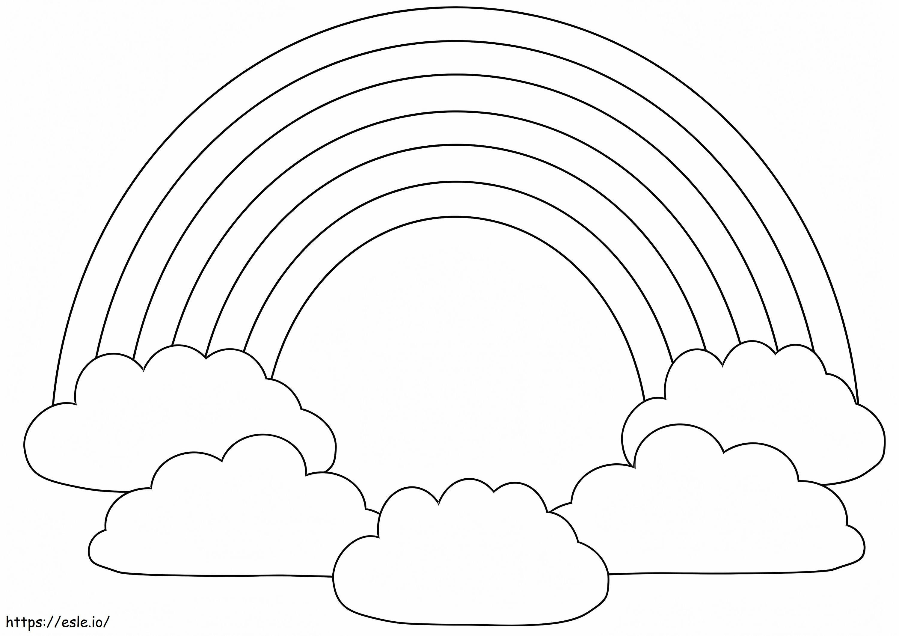 Simple Rainbow And Clouds coloring page