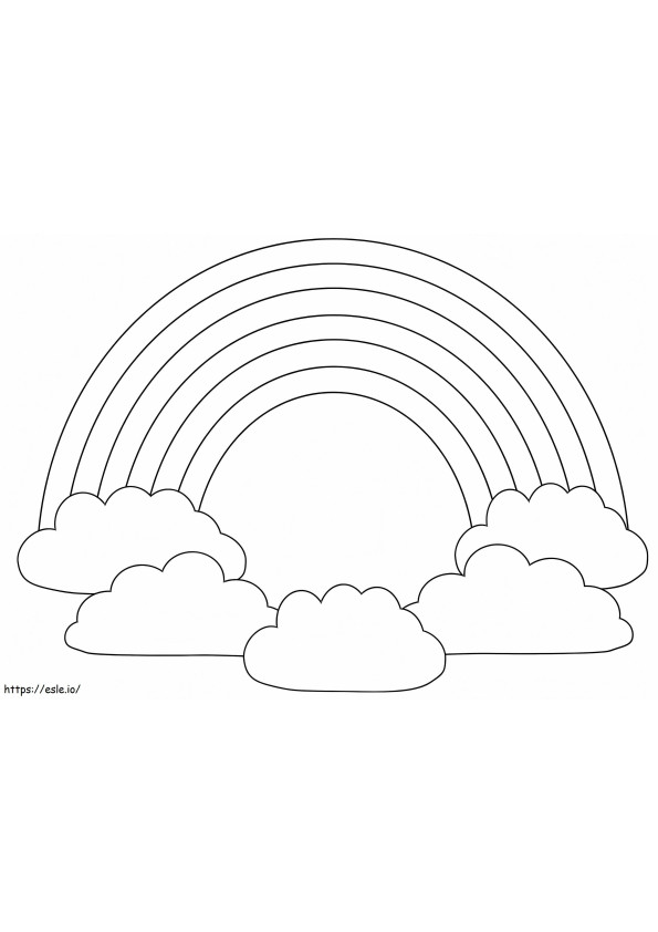 Coloriage Arc-en-ciel et nuages simples à imprimer dessin