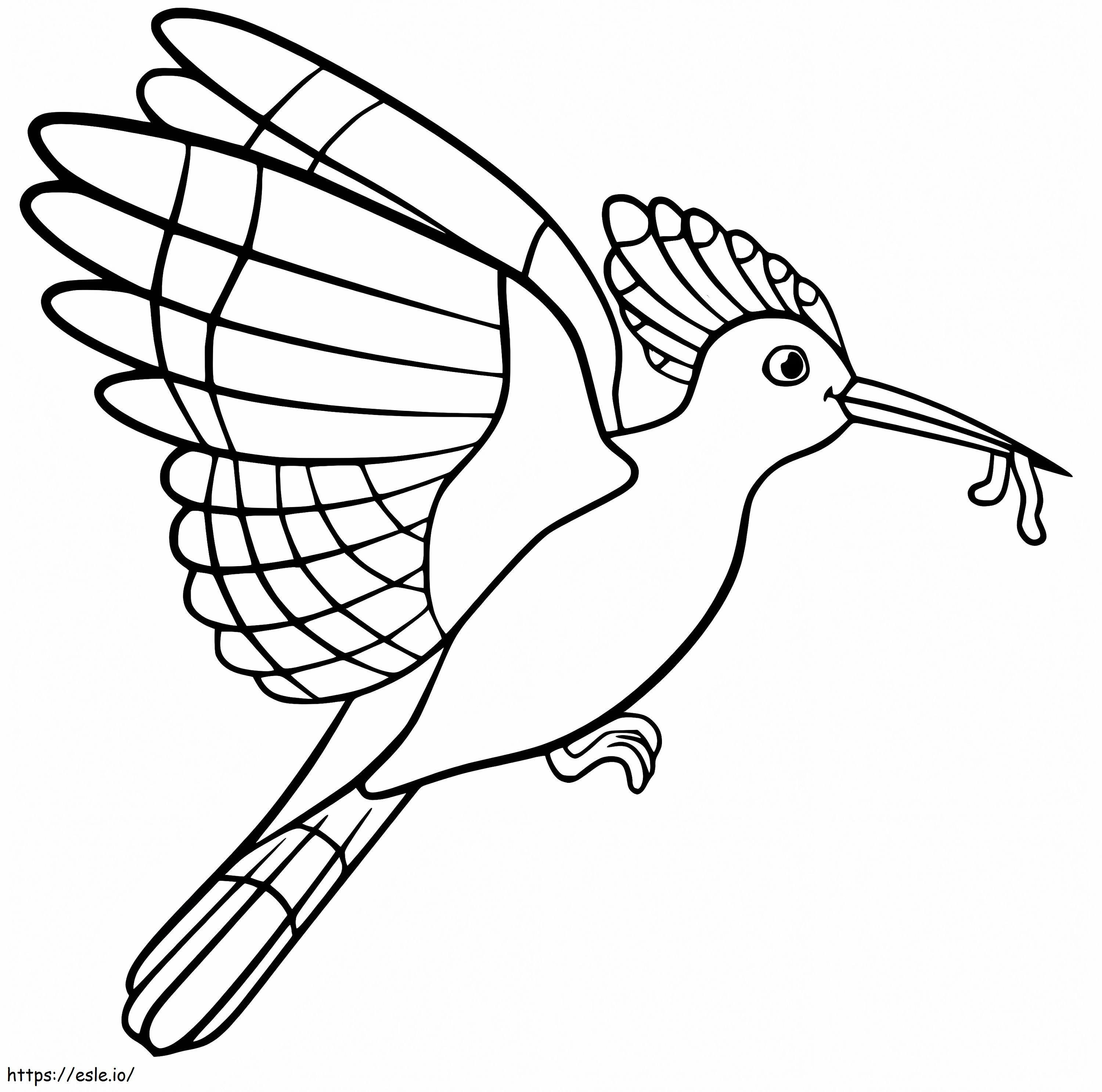 Hoopoe And Worm coloring page