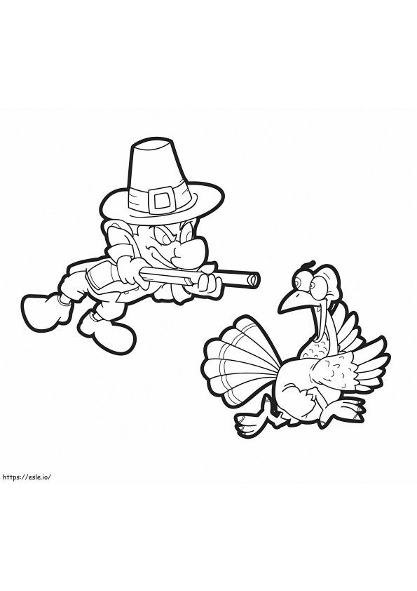 Pilgrim And Turkey coloring page