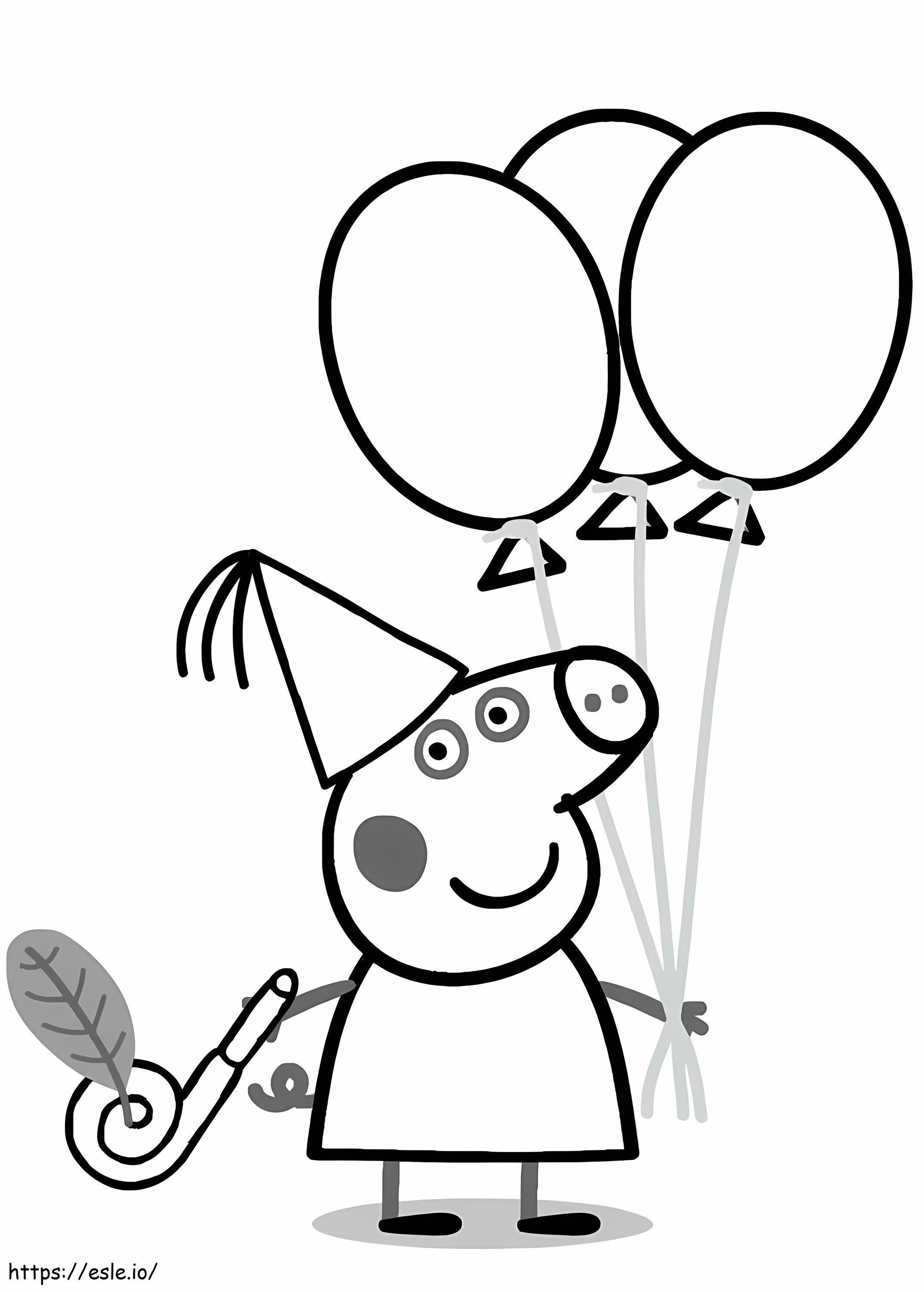 Peppa Pig And Balloons coloring page