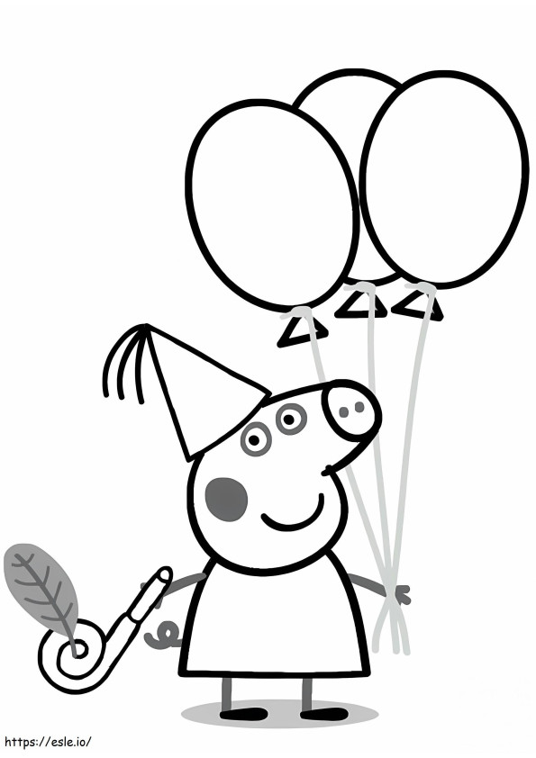 Coloriage Peppa Pig et des ballons à imprimer dessin