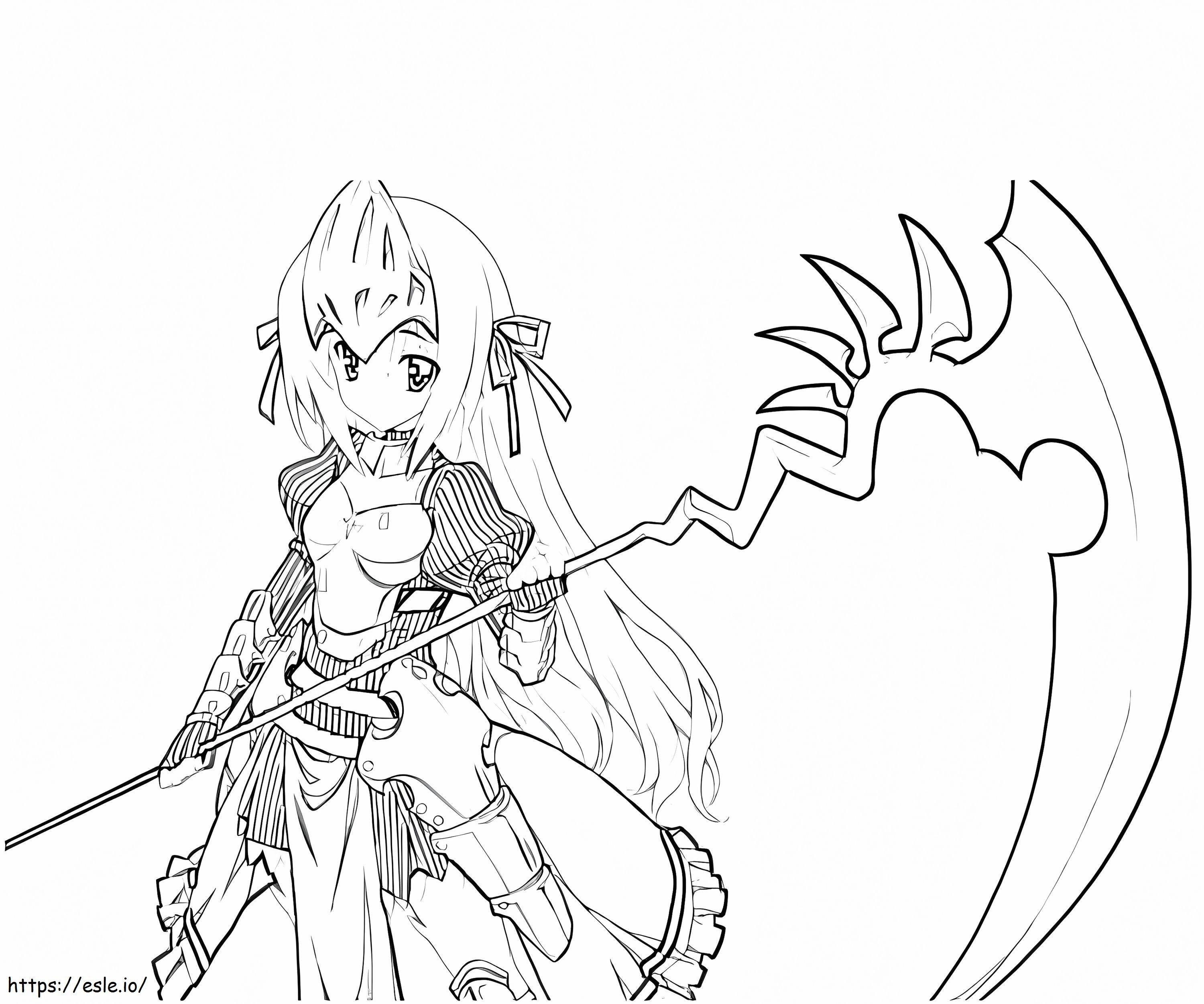 Anime Girl With Scythe coloring page