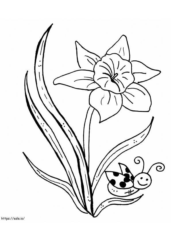 Coloriage Narcisse et abeille à imprimer dessin