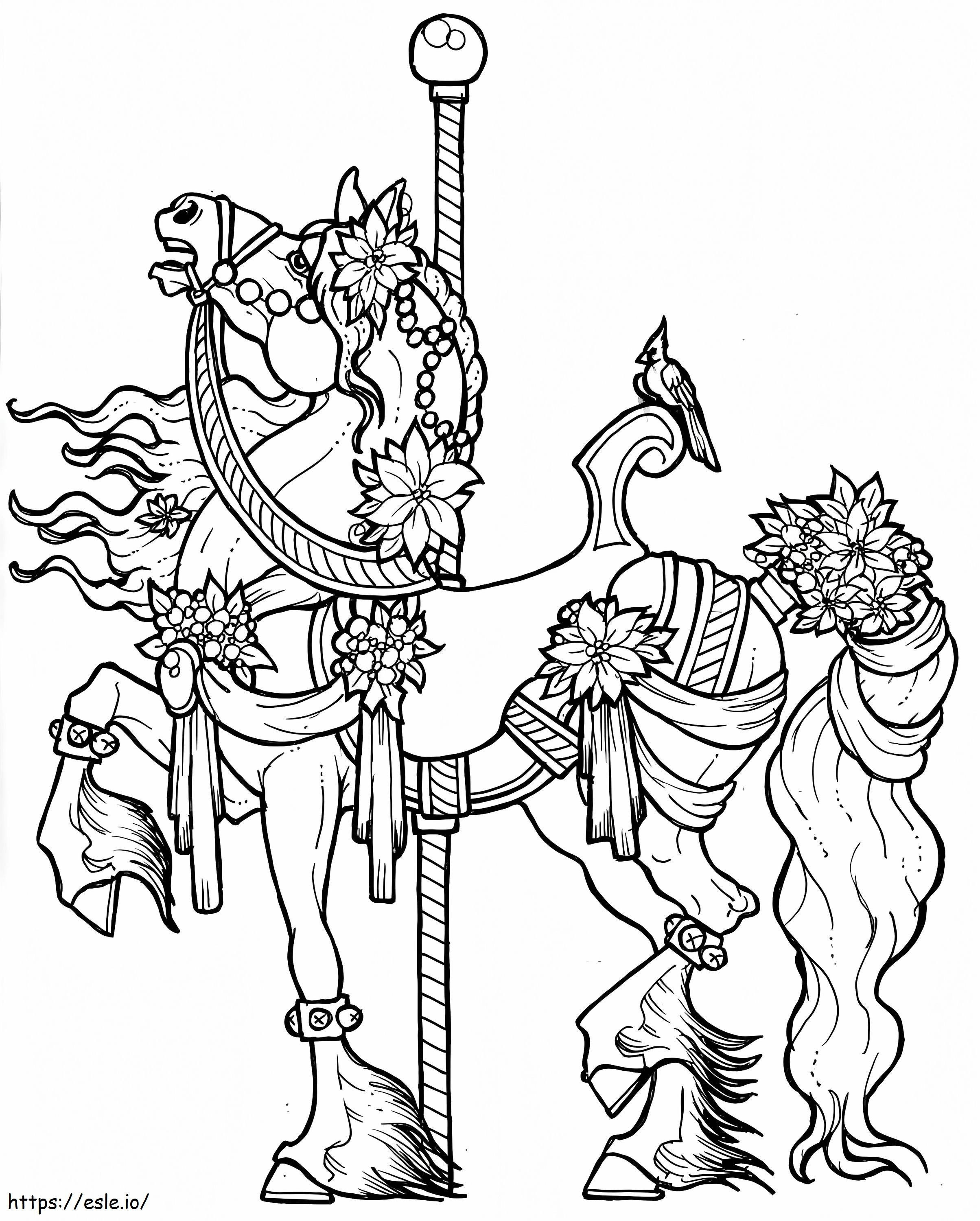 Karuselli hevonen värityskuva