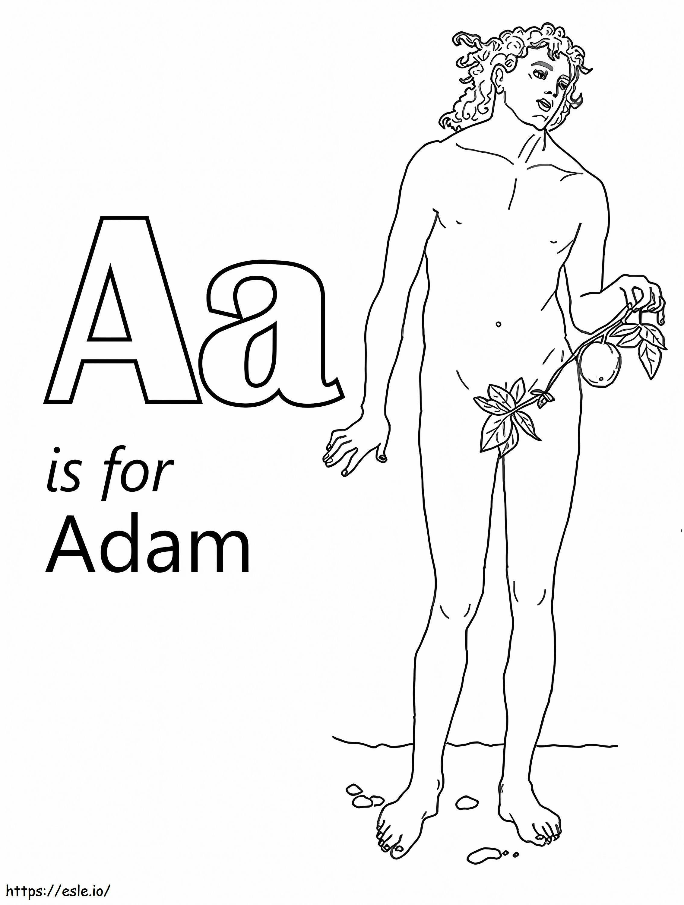 Coloriage Adam Lettre A 1 à imprimer dessin
