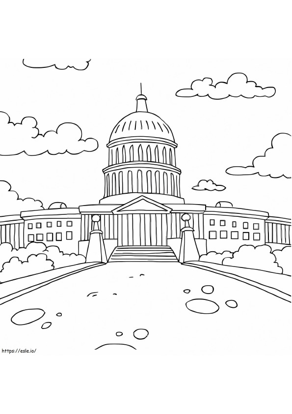 Coloriage Bâtiment du Capitole des États-Unis à imprimer dessin