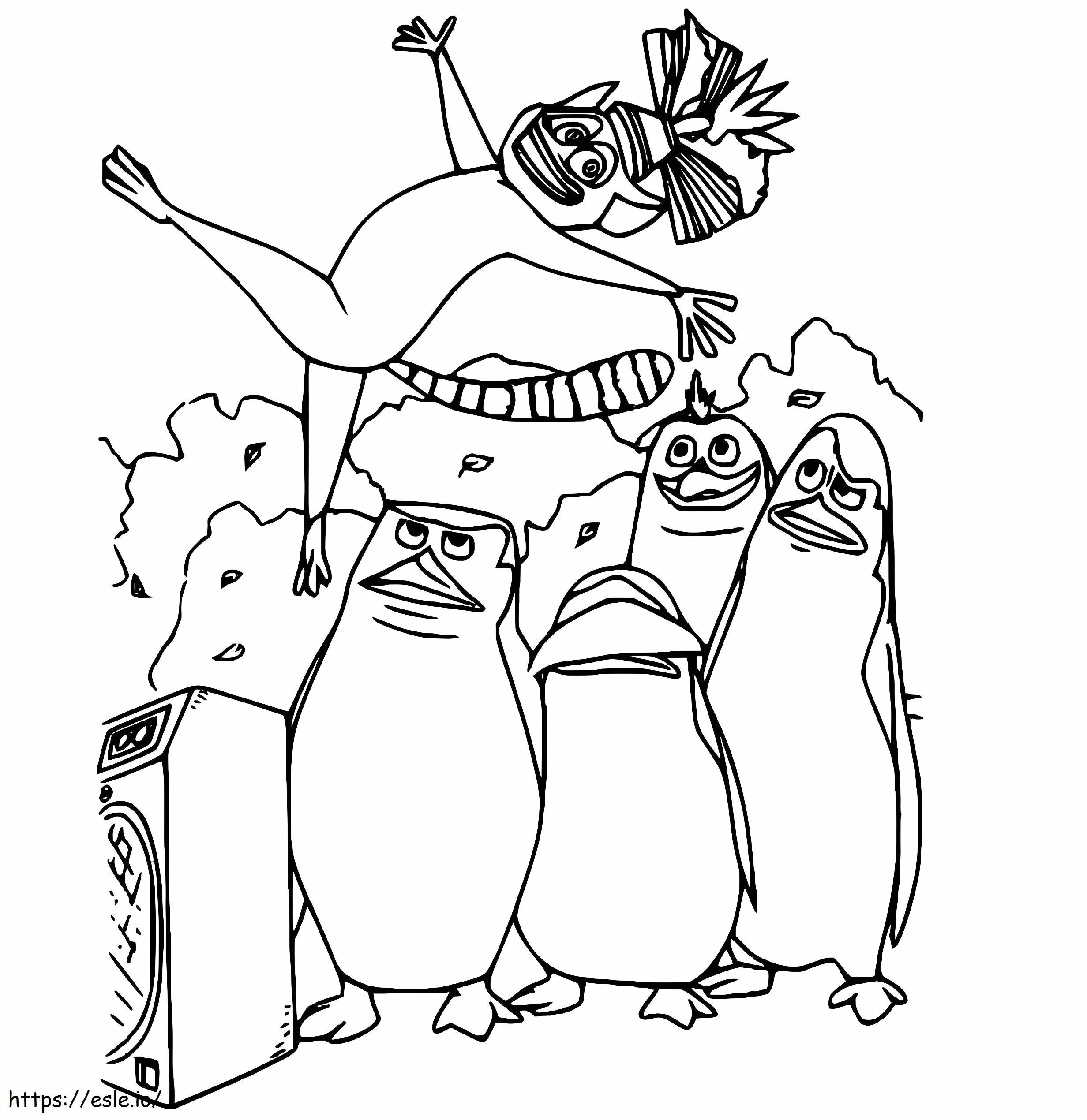 マダガスカルの無料印刷可能なペンギン ぬりえ - 塗り絵
