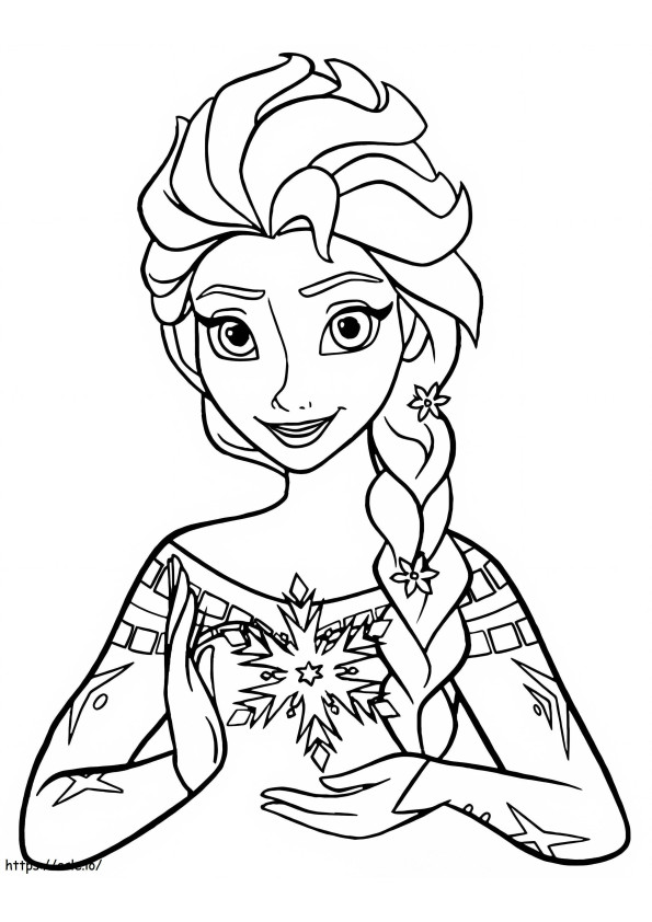 Dulce Elsa Sonriendo para colorear