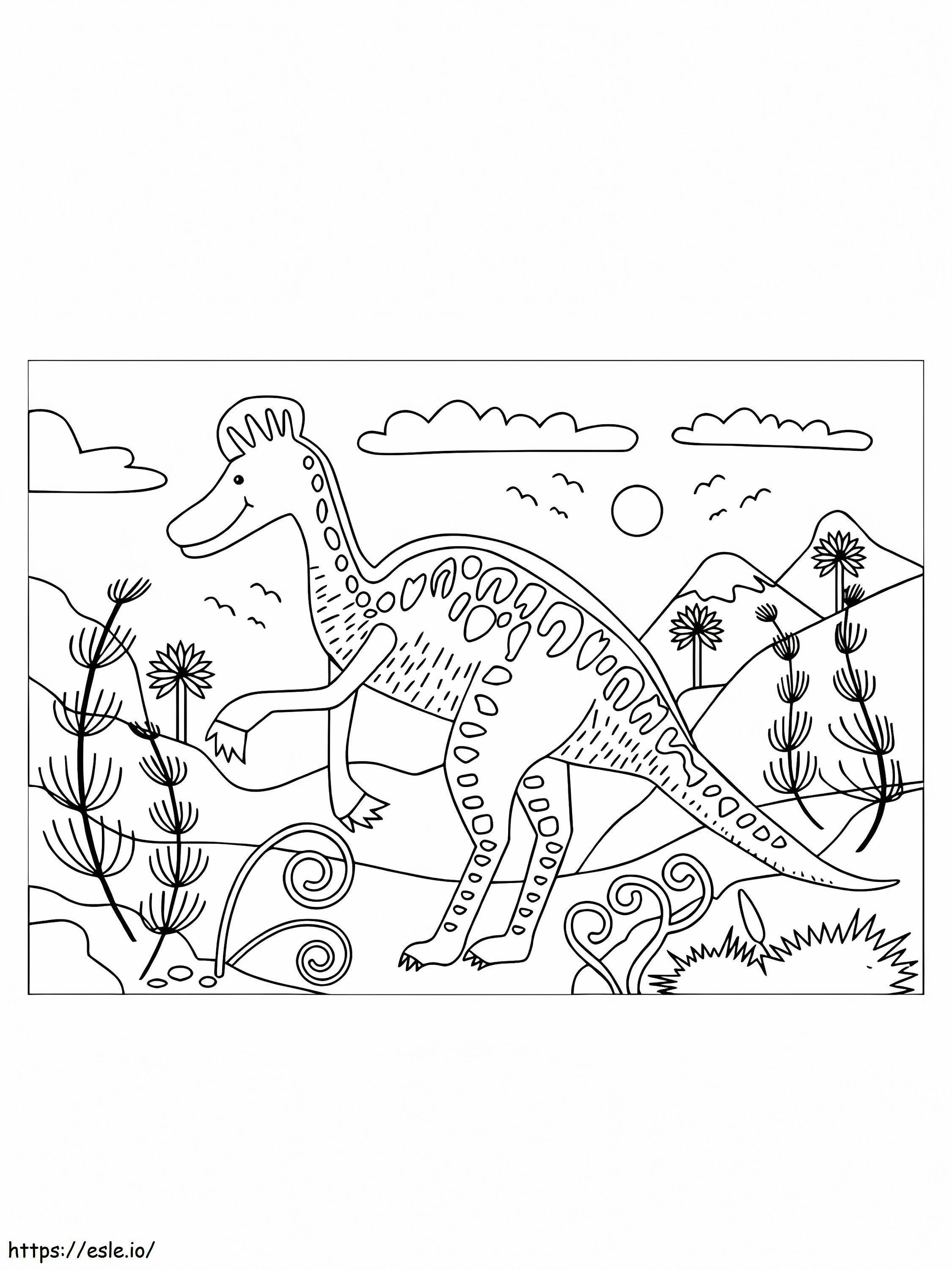 Coloriage Dinosaure Alebrijes dans la nature à imprimer dessin