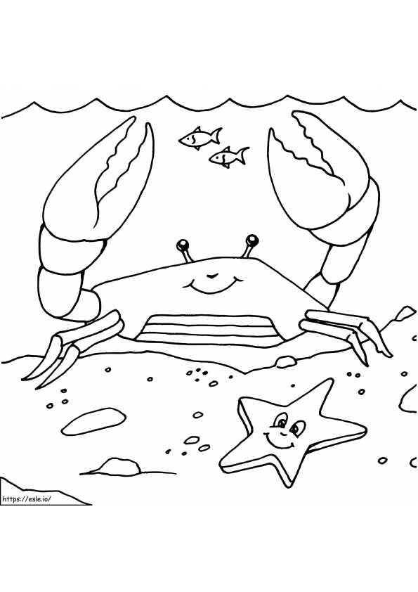 Kepiting Dengan Bintang Laut Gambar Mewarnai