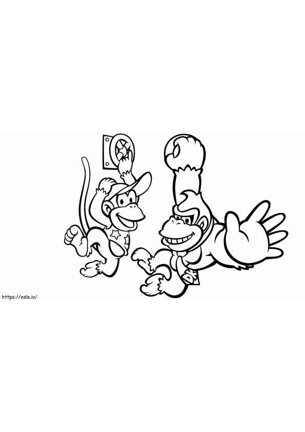 Coloriage Donkey Kong et Diddy Kong à imprimer dessin
