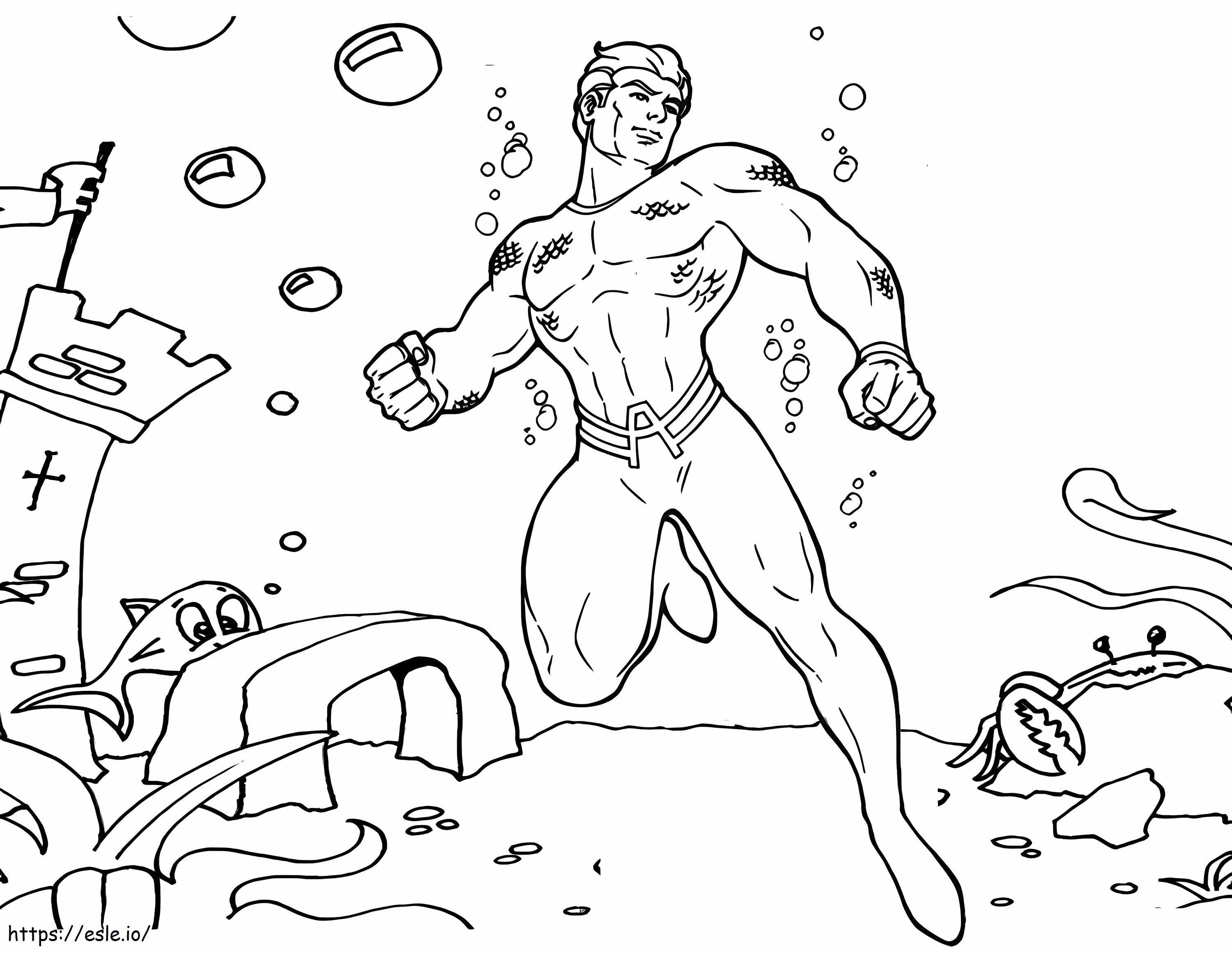 Coloriage Aquaman dans la Ligue des Justiciers à imprimer dessin