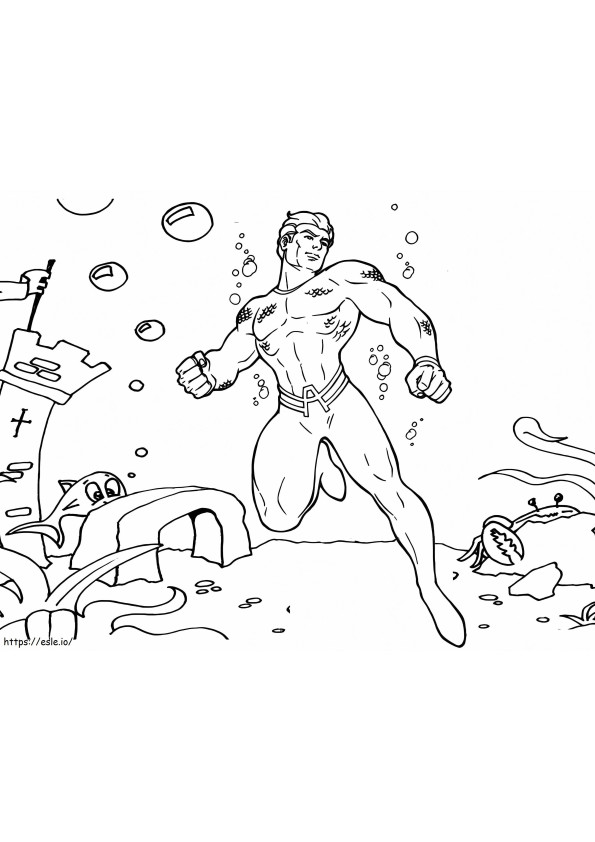 Aquaman en la liga de la justicia para colorear
