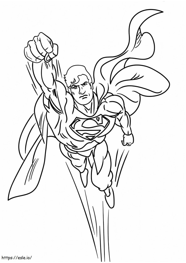 Coloriage Superman volant vite à imprimer dessin
