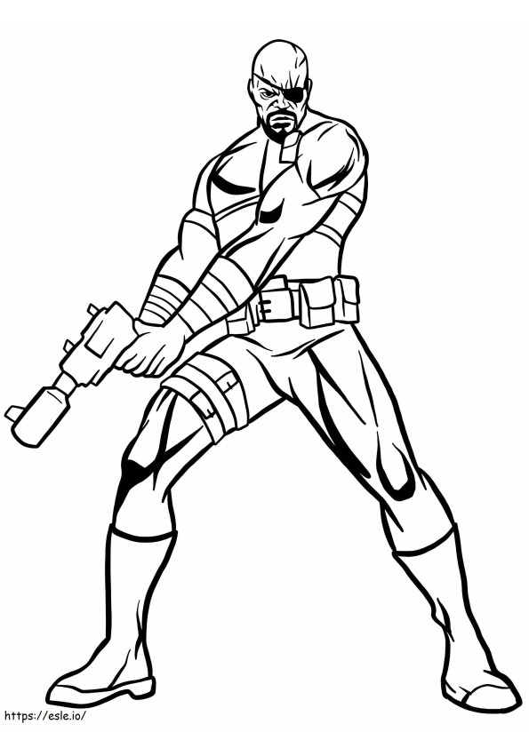 Action Nick Fury coloring page