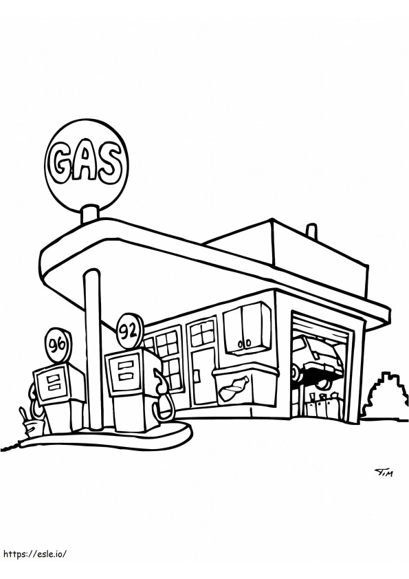 Free Gas Station coloring page