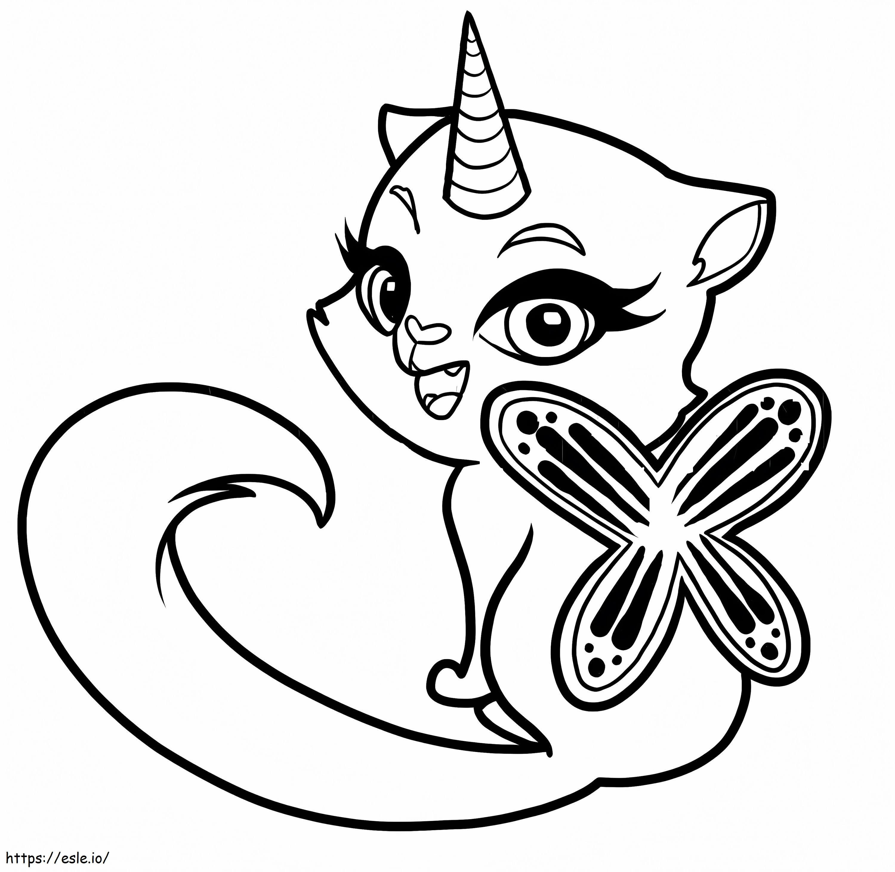 Butterfly Unicorn Cat coloring page