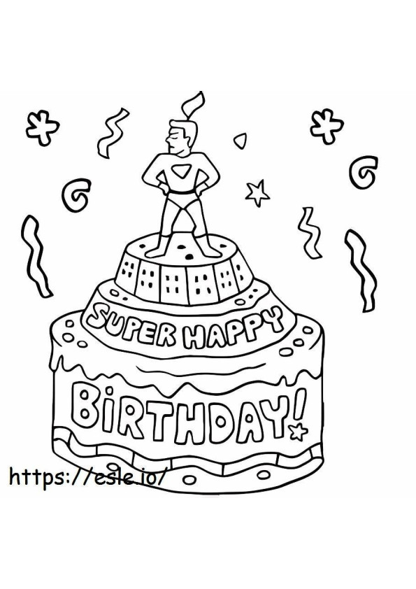 Superman On The Birthday Cake coloring page
