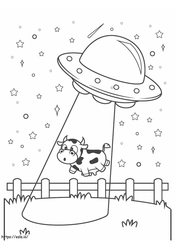 Ufo Chasing Cows coloring page