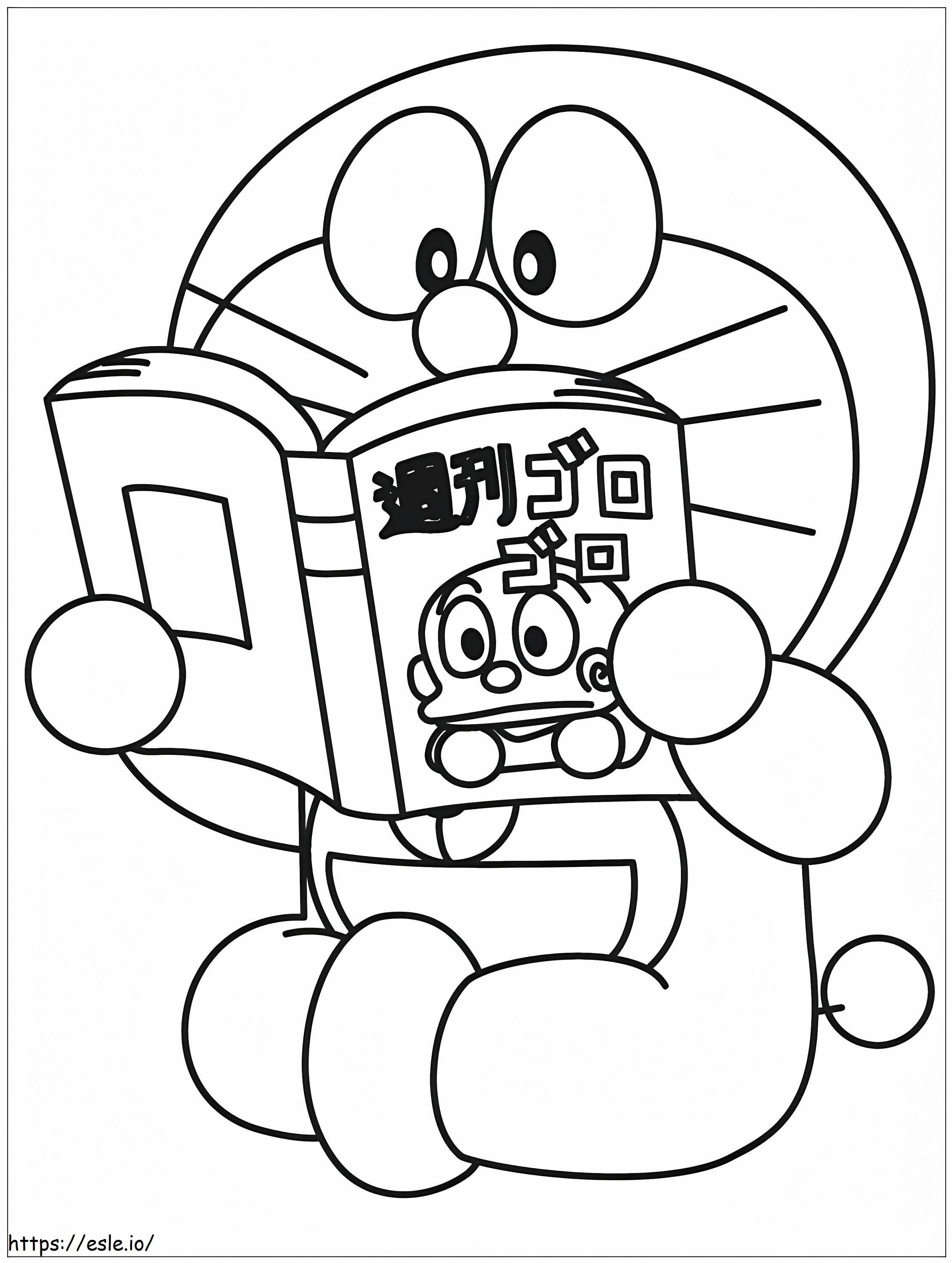 Coloriage 1531277384 Livre de lecture Doraemon A4 à imprimer dessin