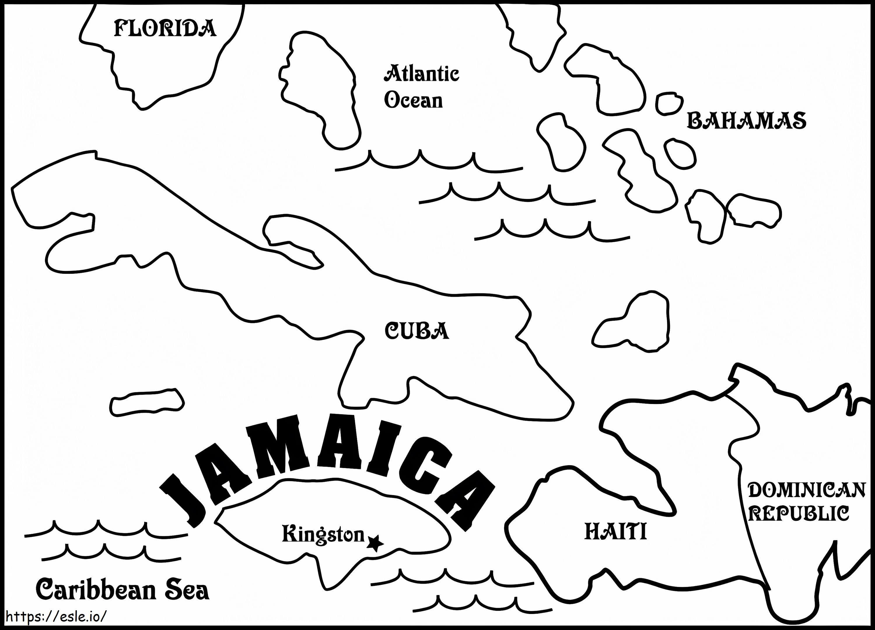 Coloriage Carte de la Jamaïque à imprimer dessin