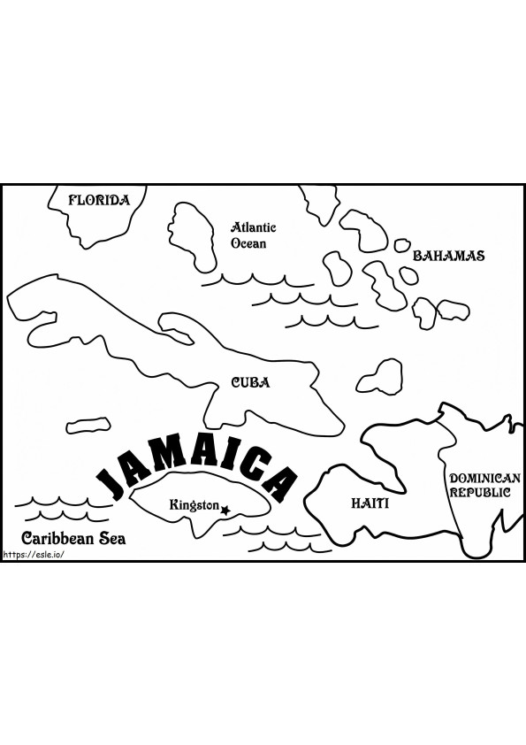 Mapa de Jamaica para colorear