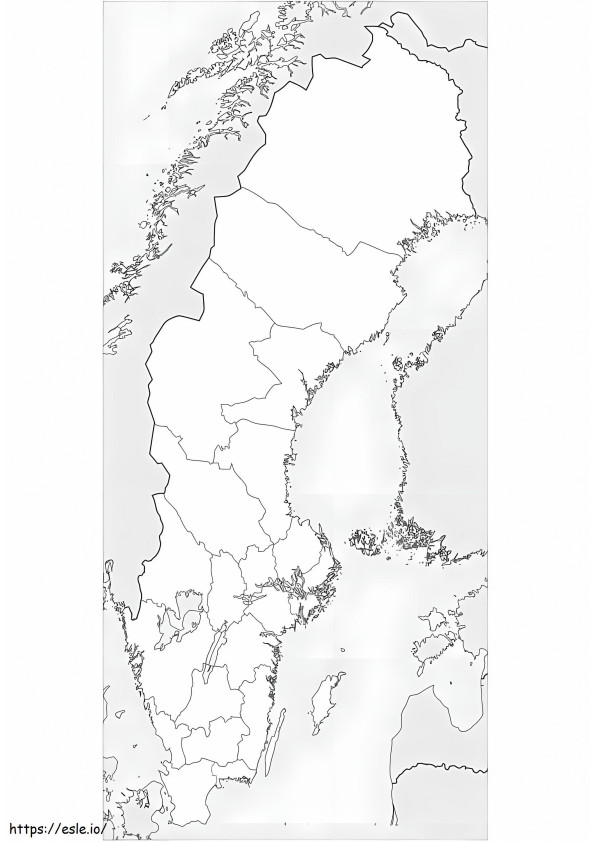 スウェーデンの地図 ぬりえ - 塗り絵