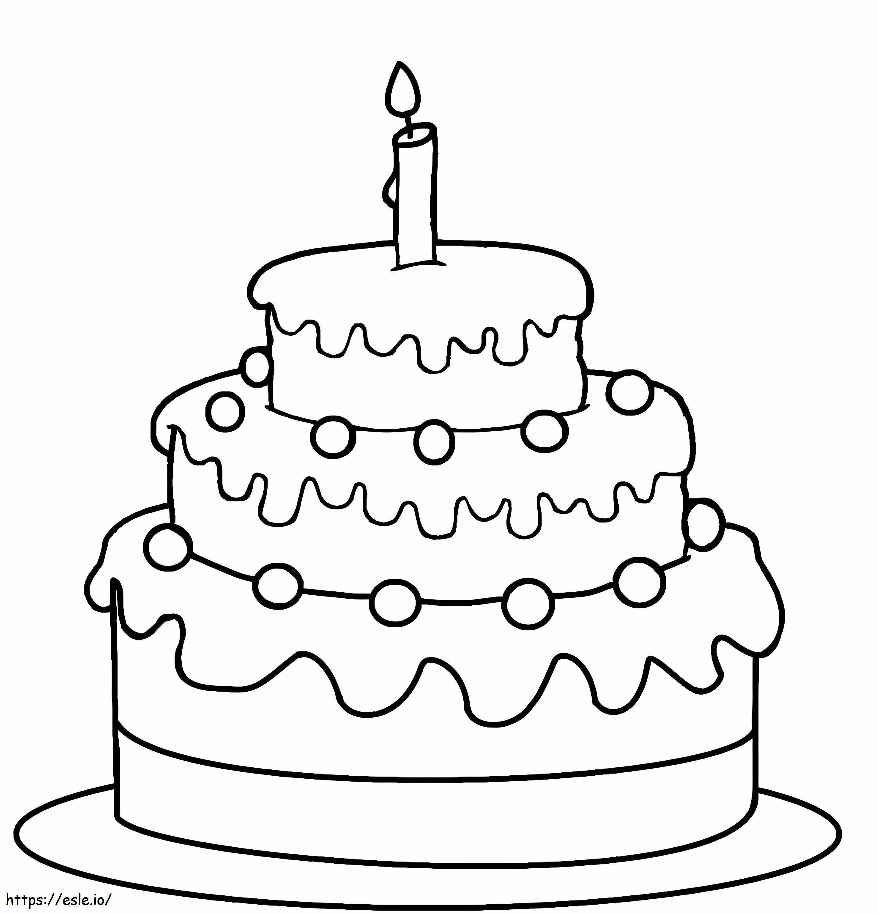 通常の誕生日ケーキ ぬりえ - 塗り絵
