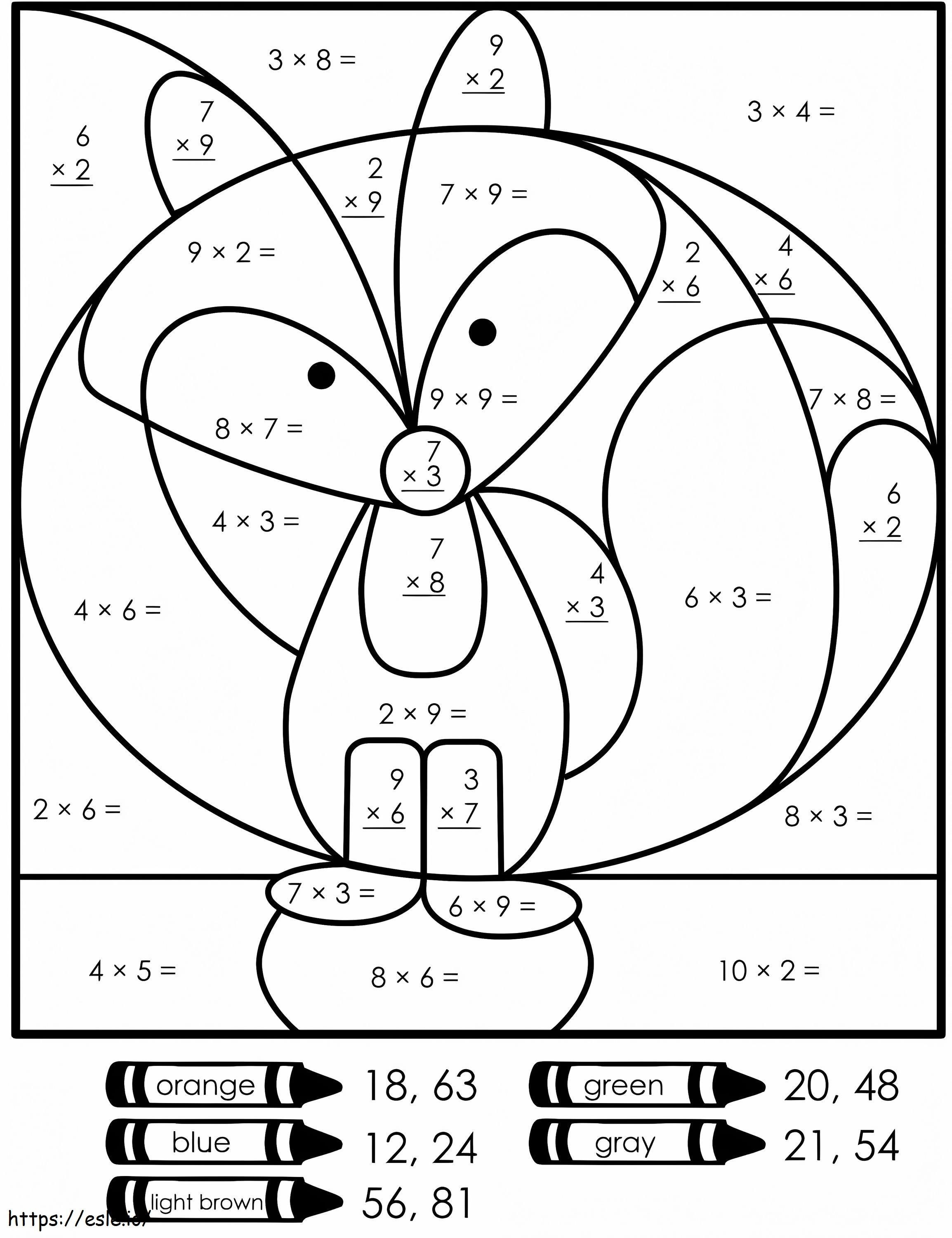 Cute Multiplication Color By Number coloring page