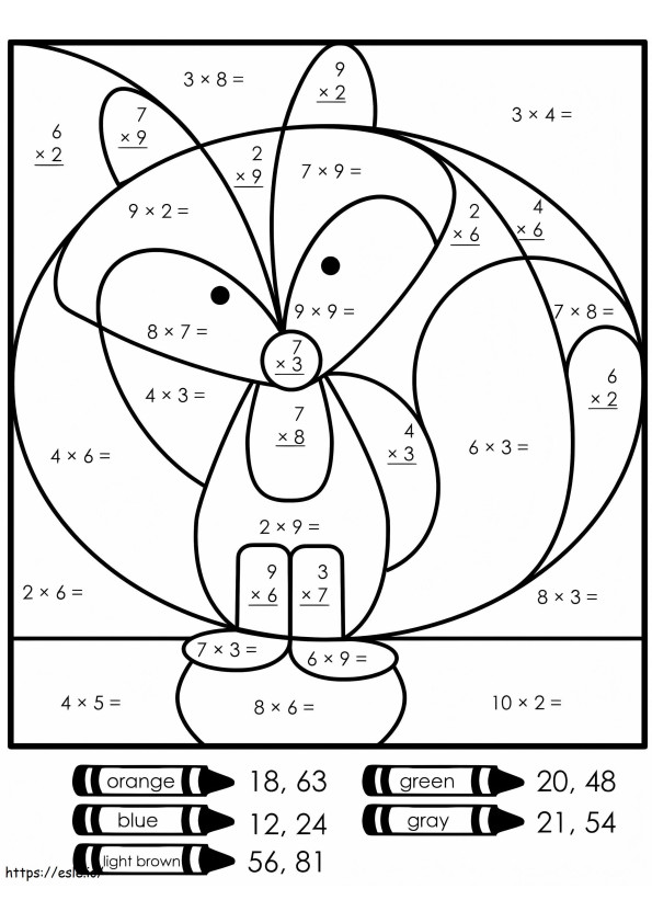 Cute Multiplication Color By Number coloring page