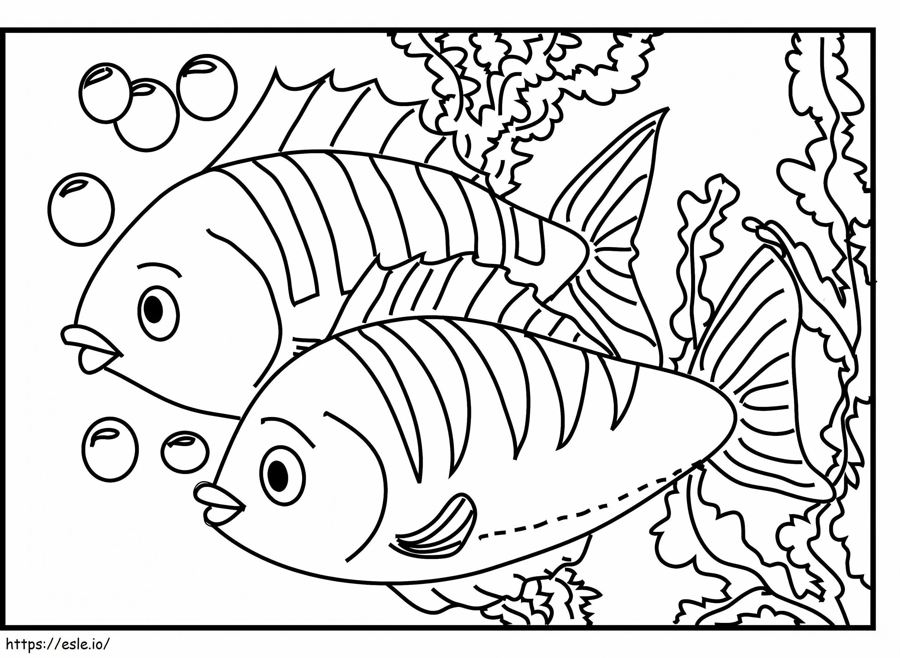 Coloriage Deux poissons à imprimer dessin