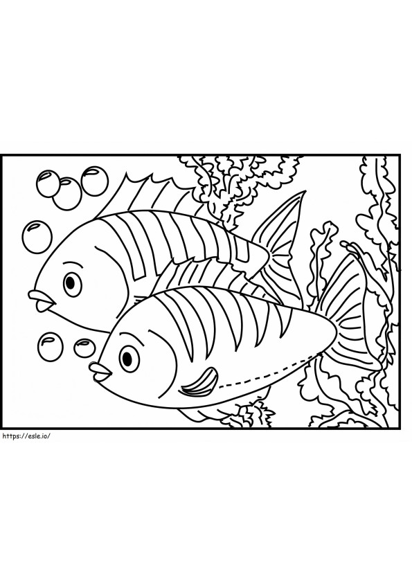 二匹の魚 ぬりえ - 塗り絵