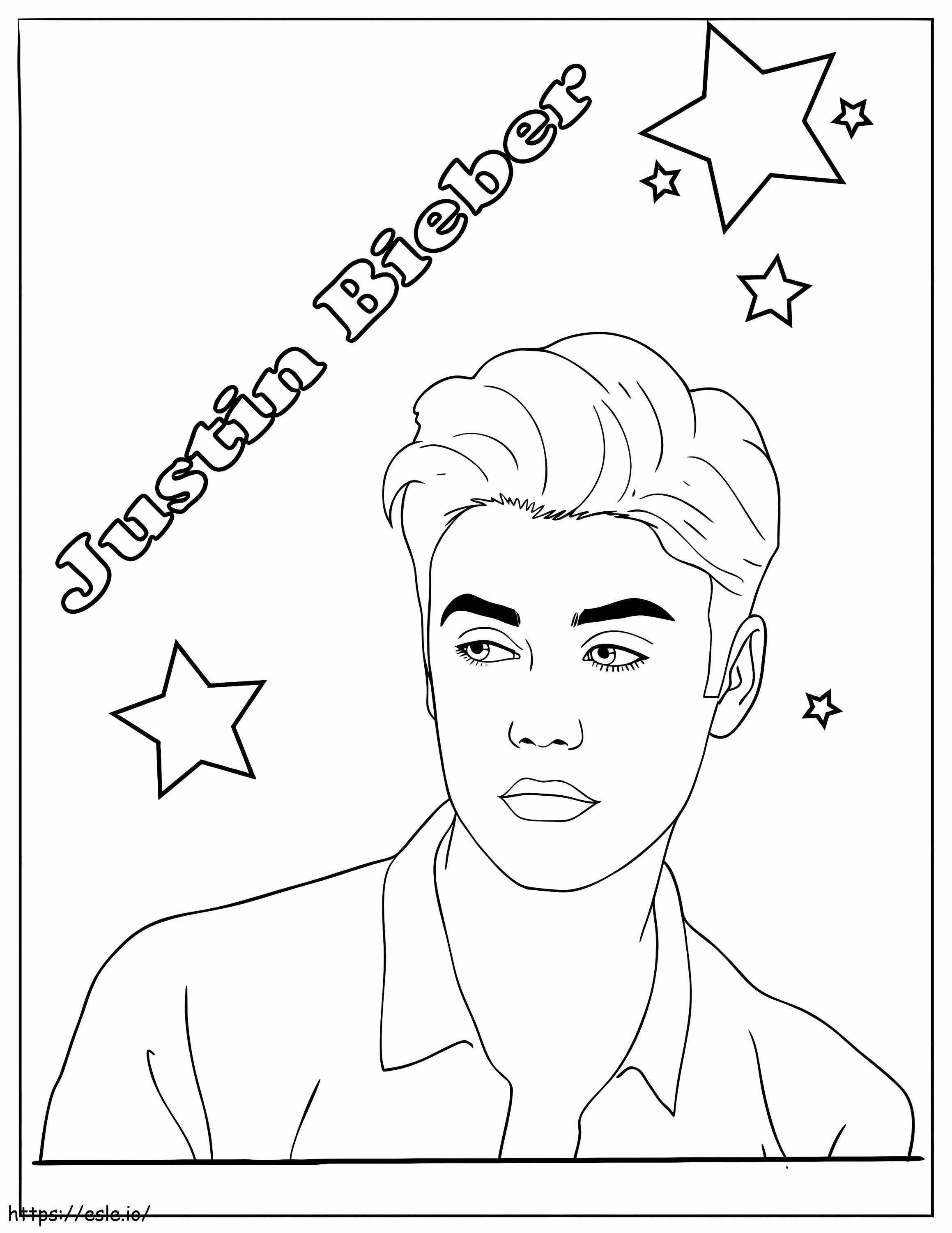Coloriage Justin Bieber avec étoile à imprimer dessin