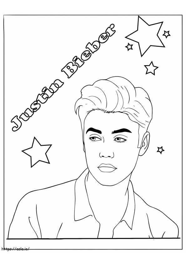 Coloriage Justin Bieber avec étoile à imprimer dessin