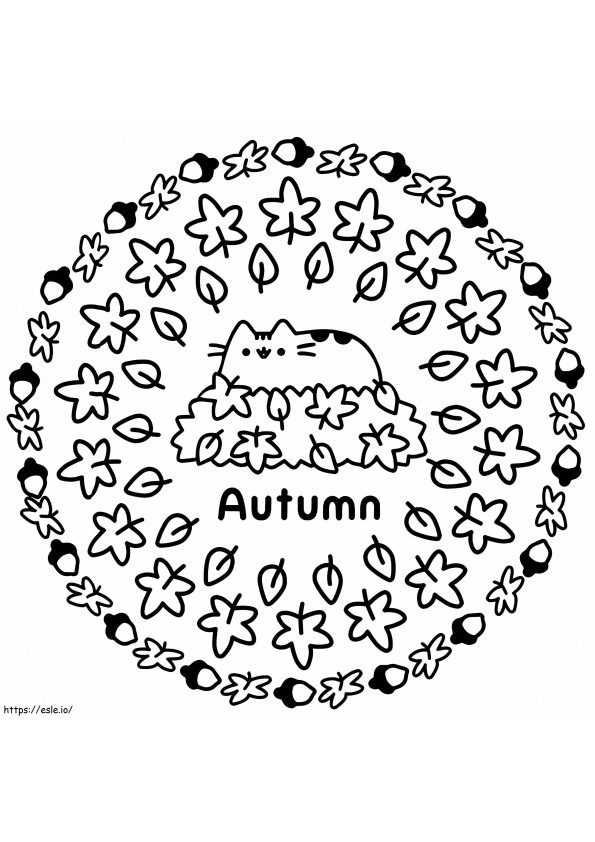 Autumn Pusheen coloring page